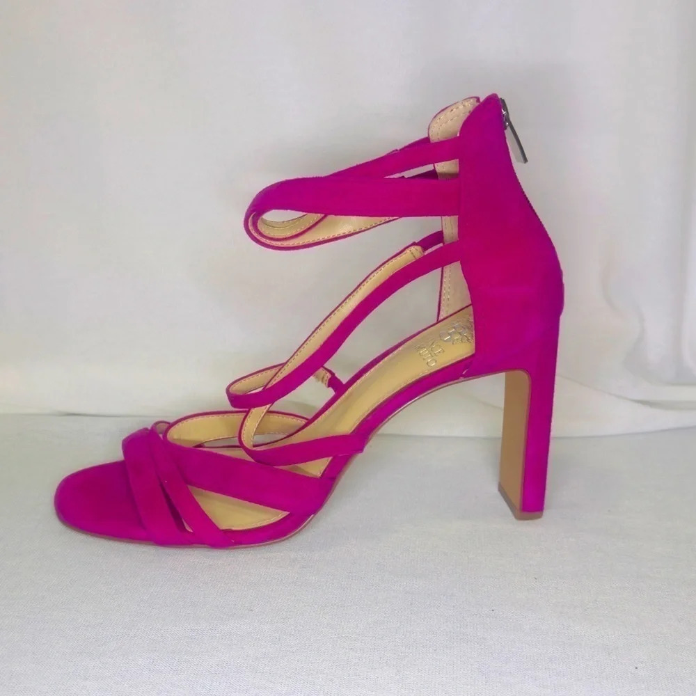 Vince Camuto Bunniva Strappy Suede Sandals Dragonfruit color Size 10M - Picture 2 of 13